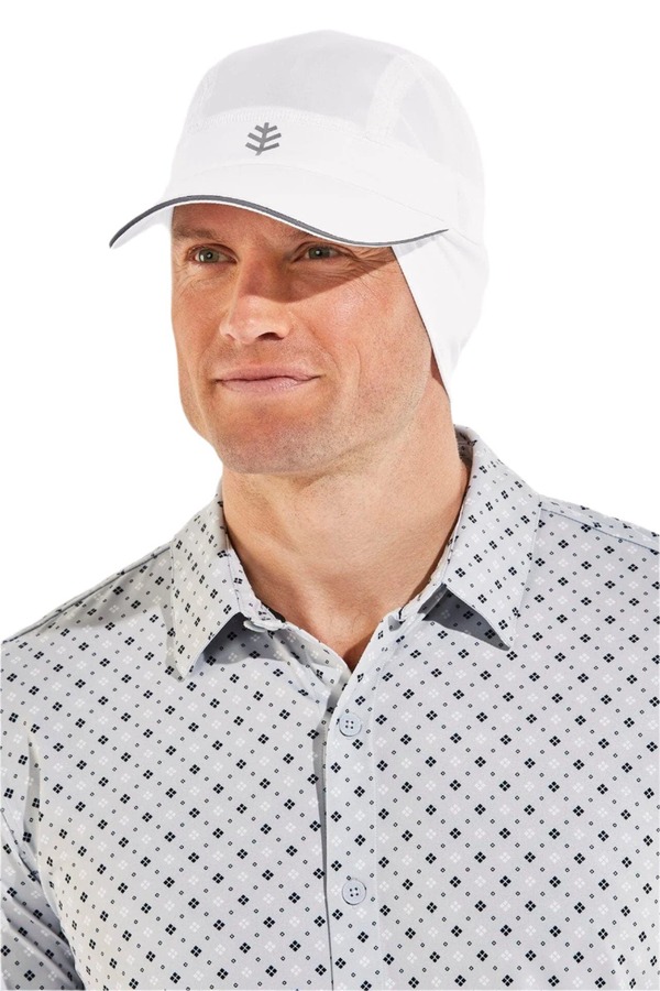 クーリバー レディース 付属物 鳥打ち帽 旗がしら Coolibar Fitness Cap with Ear Coverage UPF 50+ Sun Protection Emmet White 白いこと