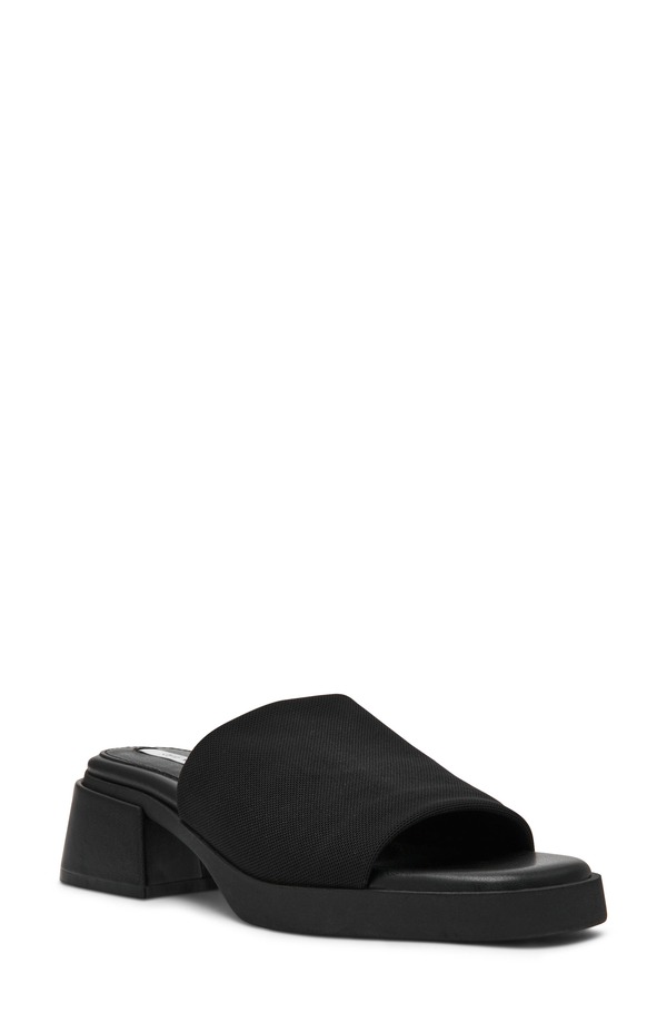 スティーブ マデン レディース シューズ 踵 プラットホーム サンダル Steve Madden Lucee Platform Slide Sandal Black 黒いこと
