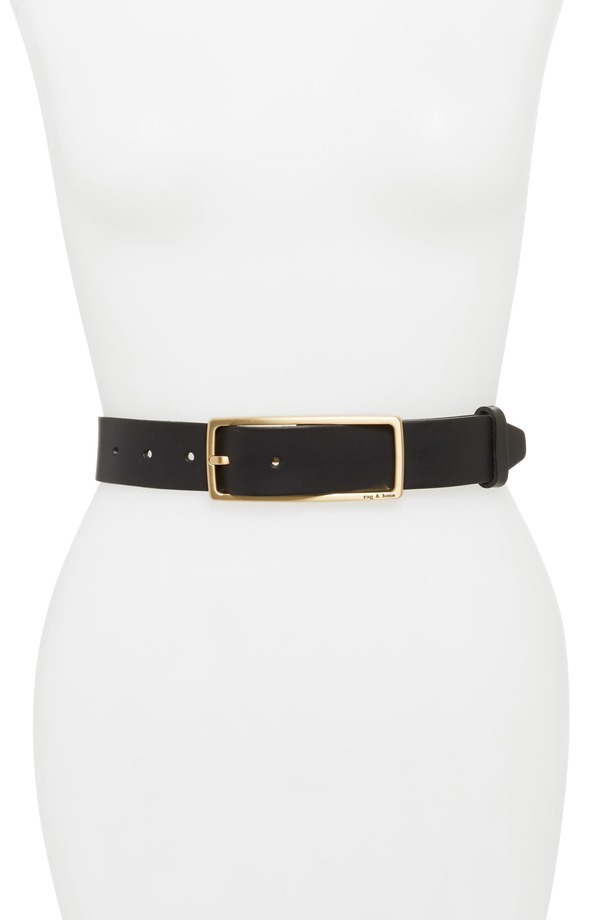 ラグアンドボーン レディース 佩び物 胴締め なめし革 rag \u0026 bone Rebound Leather Belt Black 黒いこと