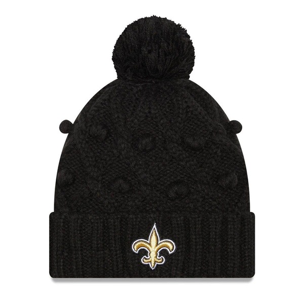 ニュー内鰓 レディース 付属物 鳥打ち帽 編み物 Women\u0027s New Era Black New Orleansaints Toasty Cuffed Knit Hat with Pom Black 黒いこと