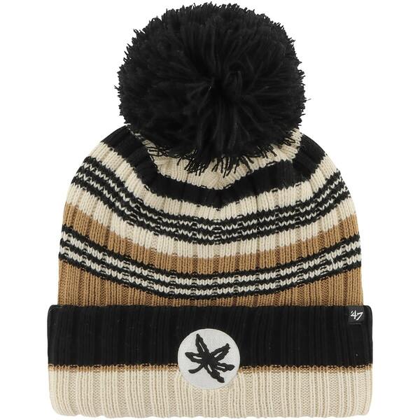 フォーティーセブン レディース 付属物 鳥打ち帽 編み物 Women\u0027s \u002747 Khaki Ohio State Buckeyes Barista Cuffed Knit Hat with Pom Khaki カーキ