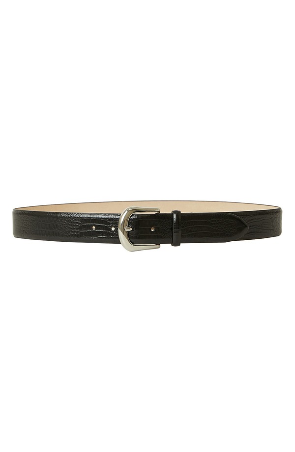 ビーロウザベルト レディース 佩び物 なめし革 B-Low the Belt Kennedy Croc Embossed Leather Belt Black Silver 黒いこと