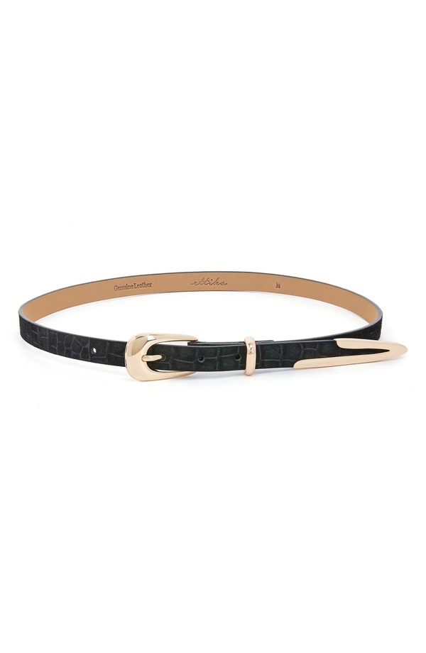 エティカ レディース 添え物 三尺帯 Ettika Liquid Metal Western Buckle Belt Black Croc Gold 黒いこと