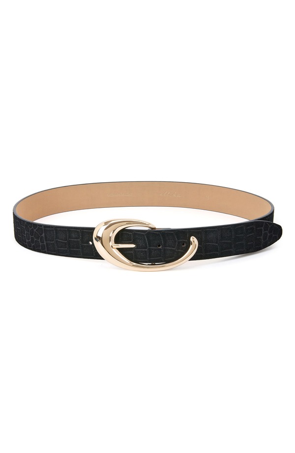 エティカ レディース 添え物 三尺帯 なめし革 Ettika Sculpted Flow Leather Belt Black And Gold 黒いこと