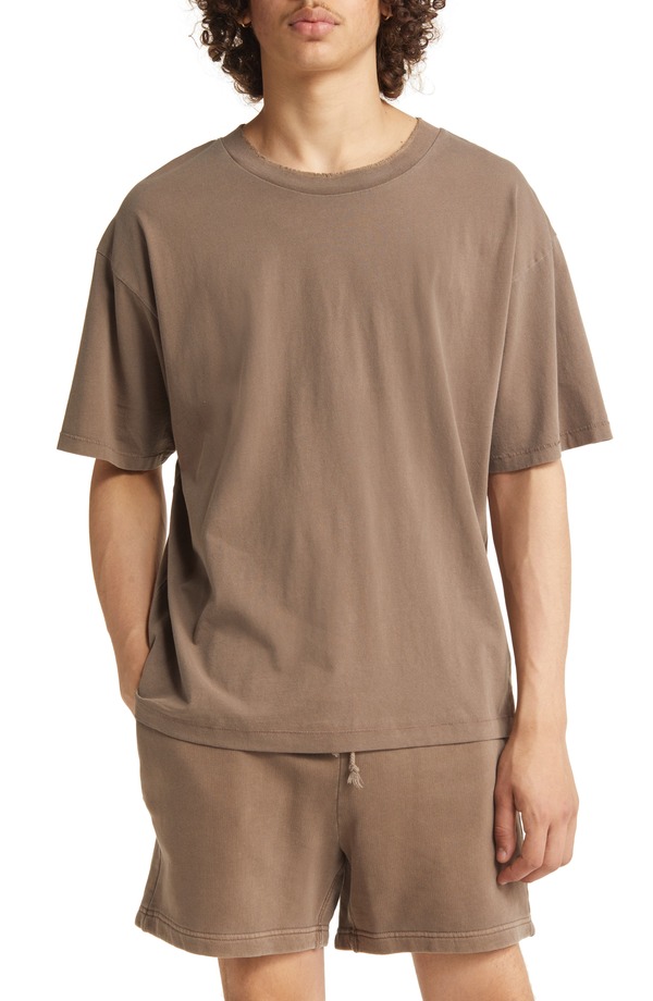 エルウッド メンズ トップス ティーシャツ 綿織物 プルオーバー Elwood Core Oversize Organicotton Jersey T-Shirt Brown 赤銅色