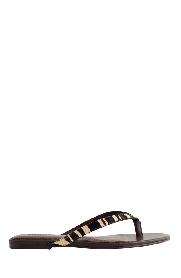 メイドウェル レディース シューズ サンダル 刷り上げる Madewell The Iggy Zebra Print Genuine Calf Halr Thong Sandal Espresso Bean Multi マルチ色合い