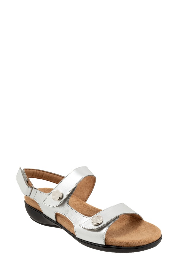 トロッターズ レディース シューズ 踵 サンダル Trotters Romi Sandal Silver しろがね色