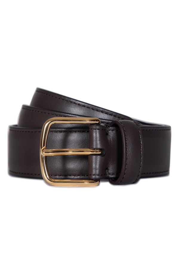 ヴィンス レディース 佩び物 胴締め なめし革 Vince Stitched Leather Belt Cacao Brown 赤銅色