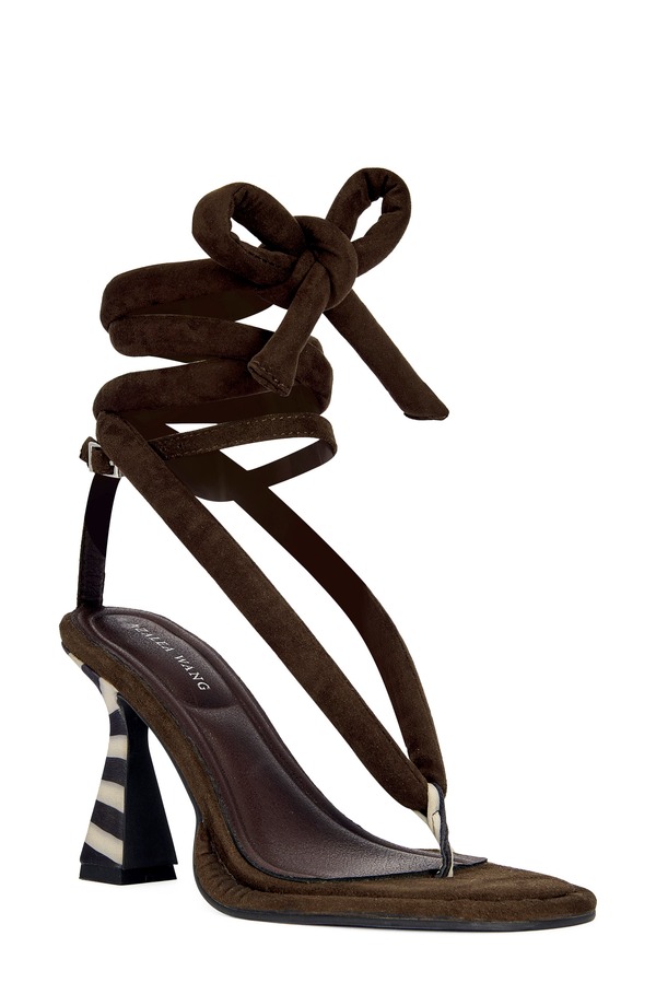 アザレア 一 レディース シューズ 踵 サンダル AZALEA WANG Ramiel Wraparound Strap Sandal Chocolate 黒茶
