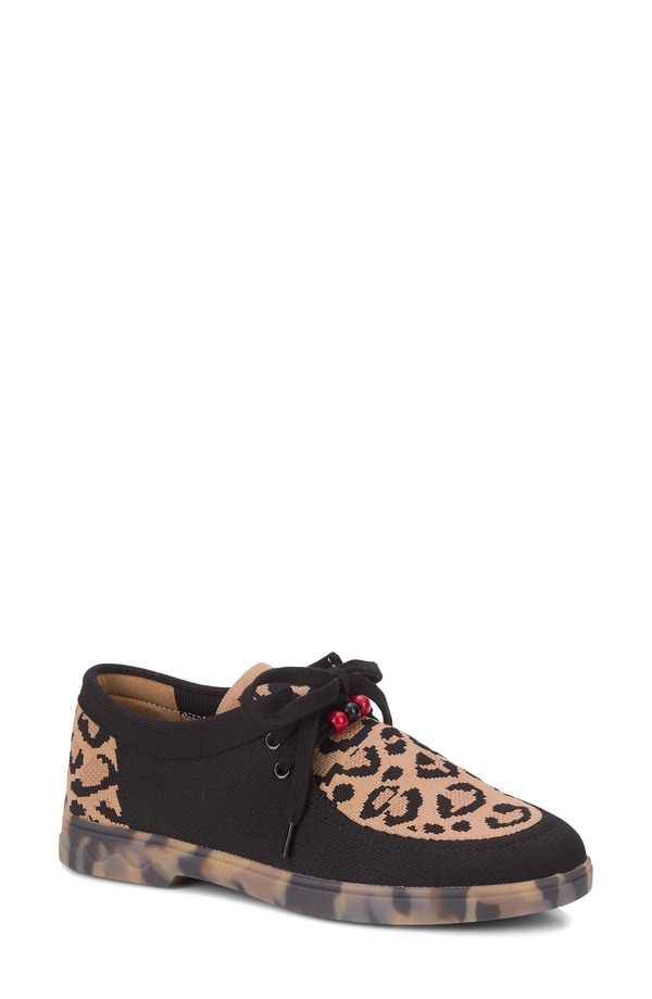 ロスハンマーソン レディース シューズ パンプス スピード競技 Ros Hommerson Greer Wateresistant Lace-Up Shoe Black Leopard Knit 黒いこと