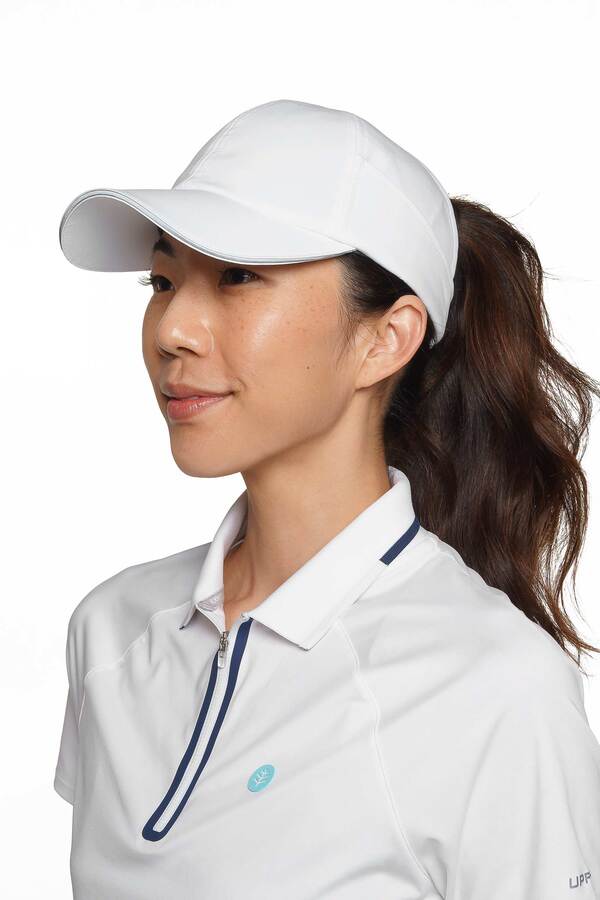 クーリバー レディース 付属物 鳥打ち帽 旗がしら Coolibar Women\u0027s Ponytail Cap UPF 50+ Sun Protection Racket Padel White 白いこと