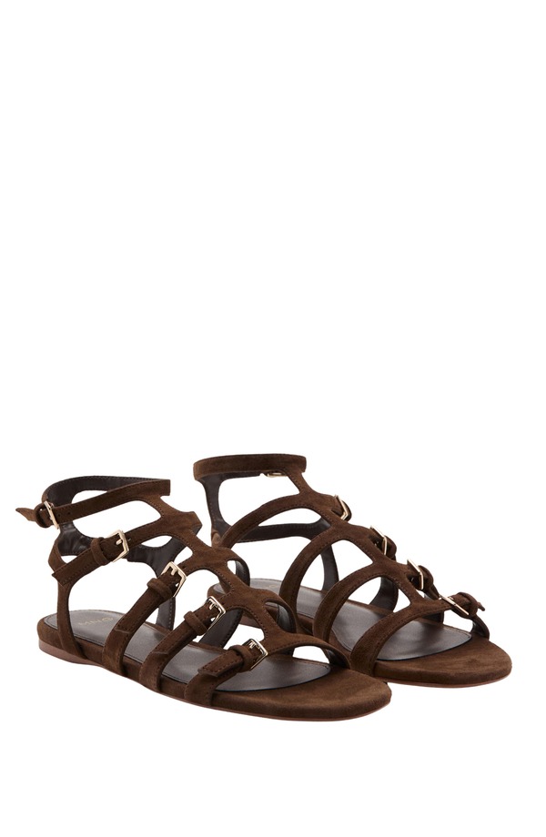 マンゴ レディース シューズ サンダル アンクル MANGO Ankle Strap Sandal Chocolate 黒茶