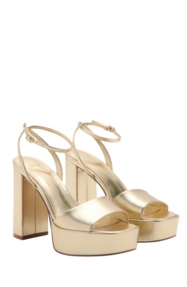 マンゴ レディース シューズ パンプス プラットホーム サンダル アンクル MANGO Ankle Straplatform Sandal Gold ゴールド