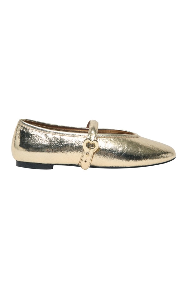マージュ レディース シューズ パンプス トール なめし革 maje Metallic leather ballet flats Light Gold ゴールド