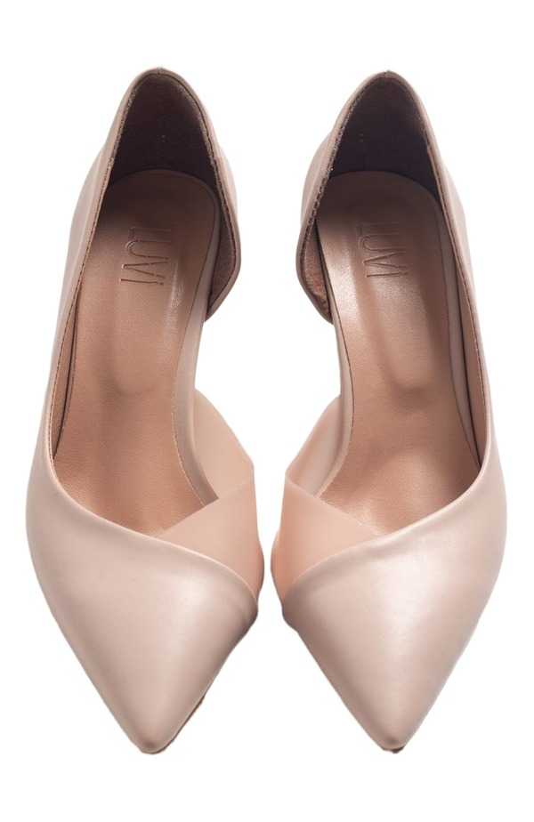 序幕シューズ レディース 踵 Prologue Shoes Vera Pointed Toe Pump Beige Faux Leather ベージュ