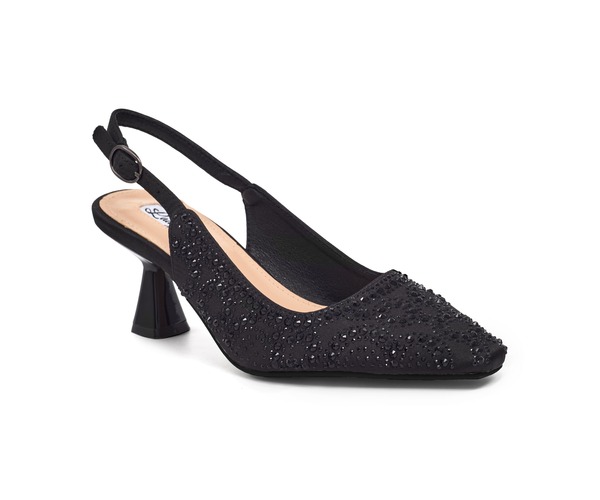 レディクチュール レディース シューズ 踵 LADY COUTURE Geometric Rhinestone Design Slingback Pump Black 黒いこと