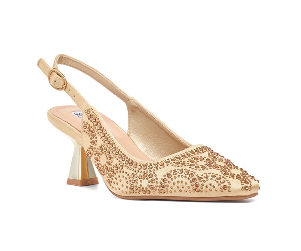 レディクチュール レディース シューズ 踵 LADY COUTURE Geometric Rhinestone Design Slingback Pump Gold ゴールド