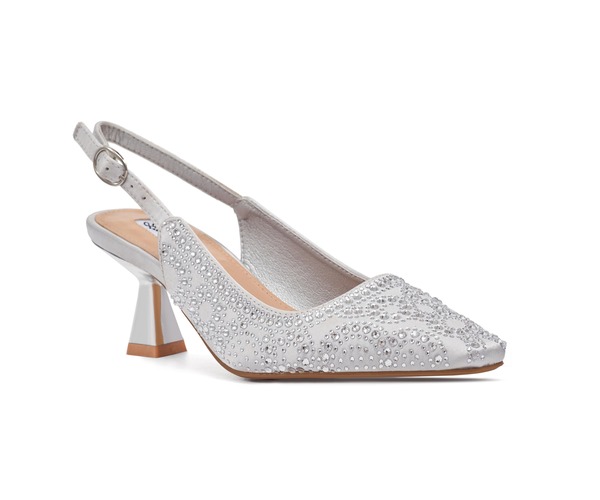 レディクチュール レディース シューズ ヒール LADY COUTURE Geometric Rhinestone Design Slingback Pump Silver シルバー|ReVida 店
