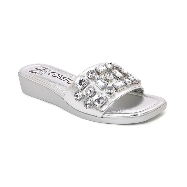 ナインティユニオン レディース シューズ ヒール サンダル NINETY UNION Jewel Ornament slide Sandal Silver シルバー｜ReVida 店