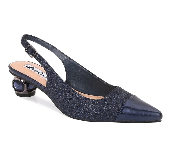 レディクチュール レディース シューズ ヒール LADY COUTURE Jewel Heel Slingback Pump Navy ネイビー｜ReVida 店