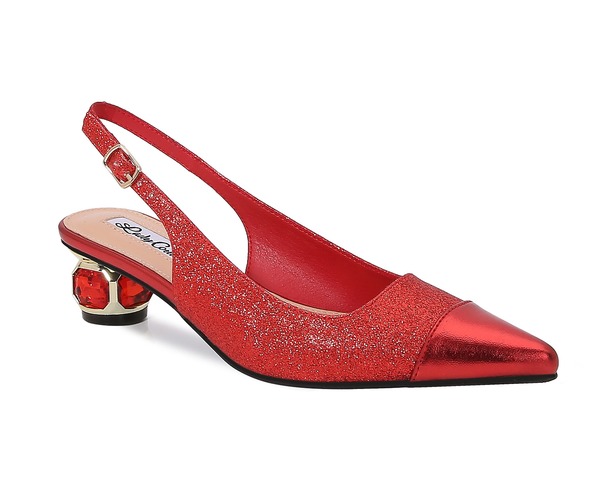 レディクチュール レディース シューズ ヒール LADY COUTURE Jewel Heel Slingback Pump Red レッド｜ReVida 店