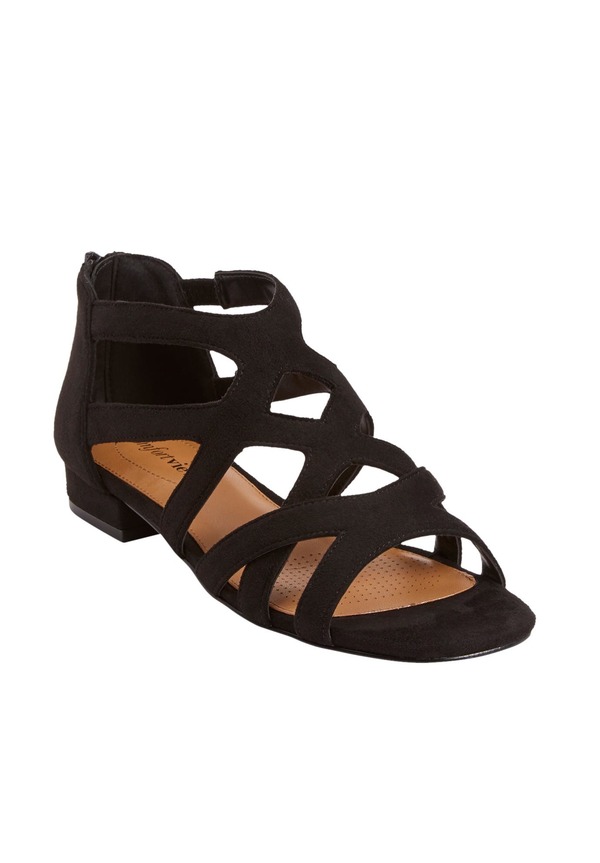 コンフォートビュー レディース シューズ ヒール サンダル Comfortview The Lana Sandal Black ブラック｜ReVida 店