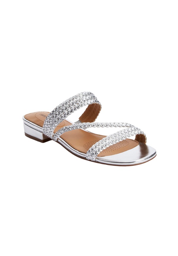 コンフォートビュー レディース シューズ パンプス Comfortview The Adler Slip On Mule Silver しろがね色