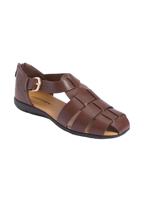 コンフォートビュー レディース シューズ ヒール Comfortview The Cooper Fisherman Flat Dark Brown ブラウン|ReVida 店
