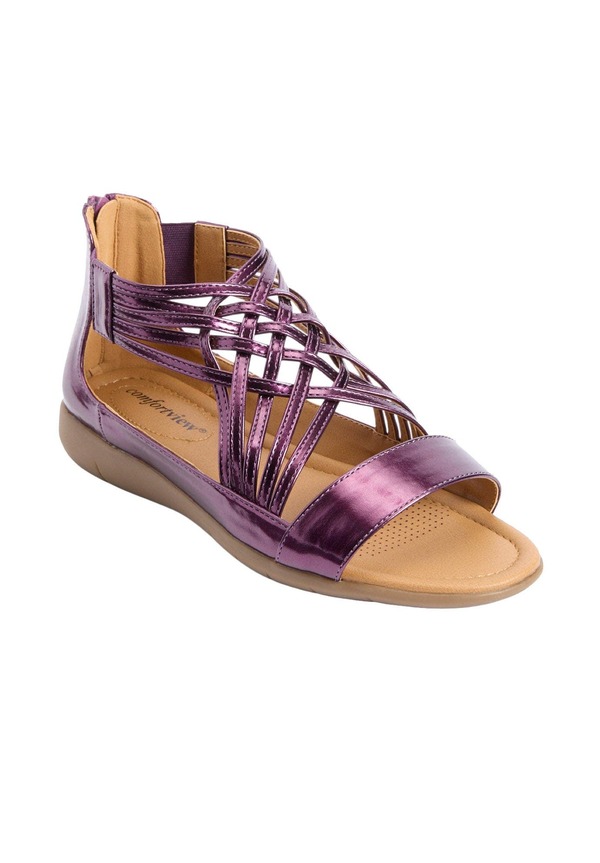 コンフォートビュー レディース シューズ ヒール サンダル Comfortview The Alicia Sandal Purple Metallic パープル｜ReVida 店
