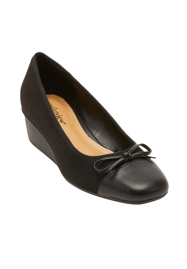 コンフォートビュー レディース シューズ ヒール Comfortview The Jade Slip On Wedge Black ブラック|ReVida 店