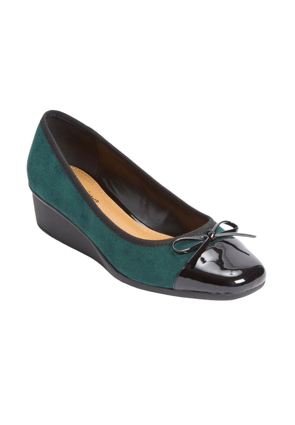 コンフォートビュー レディース シューズ ヒール Comfortview The Jade Slip On Wedgemerald エメラルド|ReVida 店