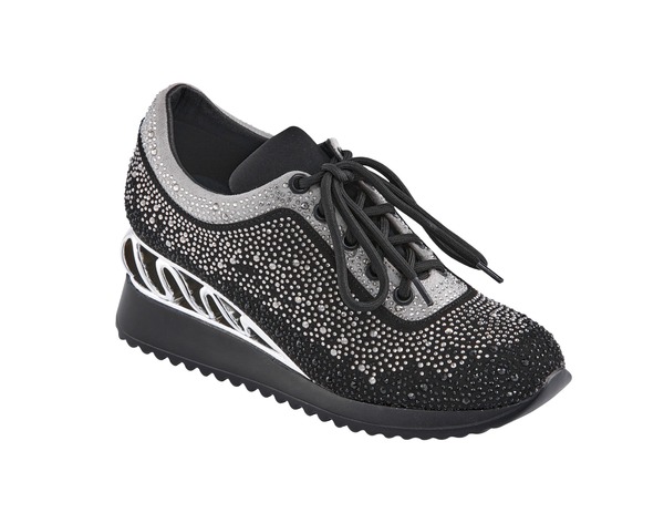 レディクチュール レディース シューズ スニーカー LADY COUTURE Glitz Fashion Athletic Sneaker On A Spring Look Wedge Black Multi ブラック|ReVida 店
