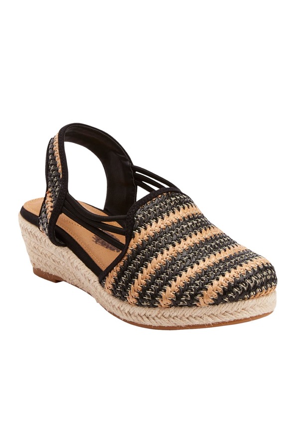 コンフォートビュー レディース シューズ サンダル Comfortview The Clea Espadrille Black Natural ブラック｜ReVida 店