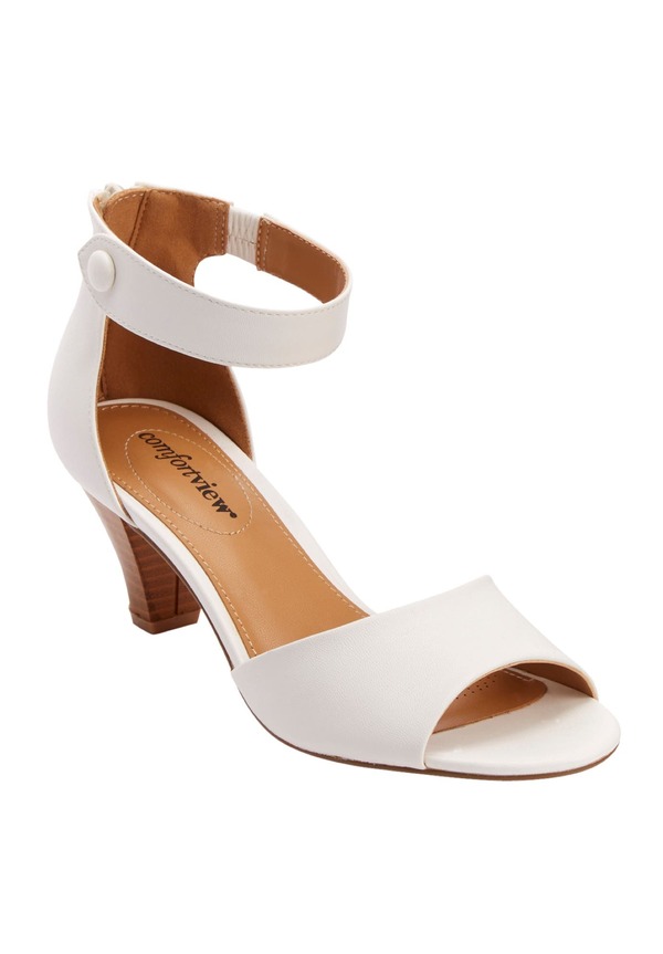 コンフォートビュー レディース シューズ ヒール サンダル Comfortview The Fallon Sandal White ホワイト｜ReVida 店