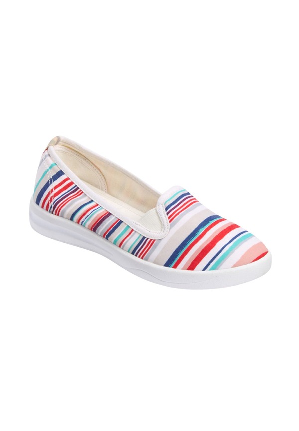 コンフォートビュー レディース シューズ スリッポン・ローファー スニーカー コットン Comfortview The Dottie Cotton Canvaslip On Sneaker Baja Stripe ストライプ｜ReVida 店