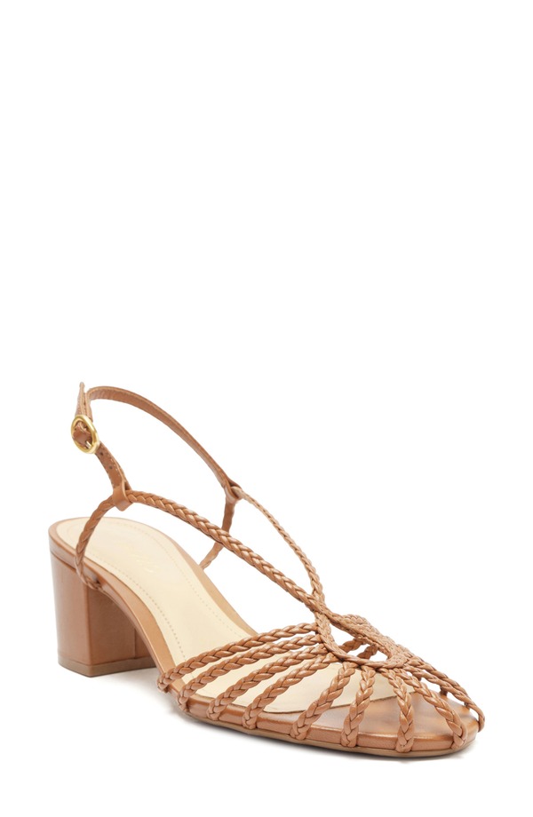 アレッツォ レディース シューズ 踵 サンダル Arezzo Paola Slingback Block Heel Sandal Roast Caramel
