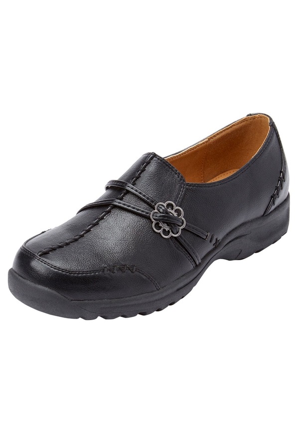 コンフォートビュー レディース シューズ パンプス Comfortview The Natalia Slip-On Flat Black 黒いこと