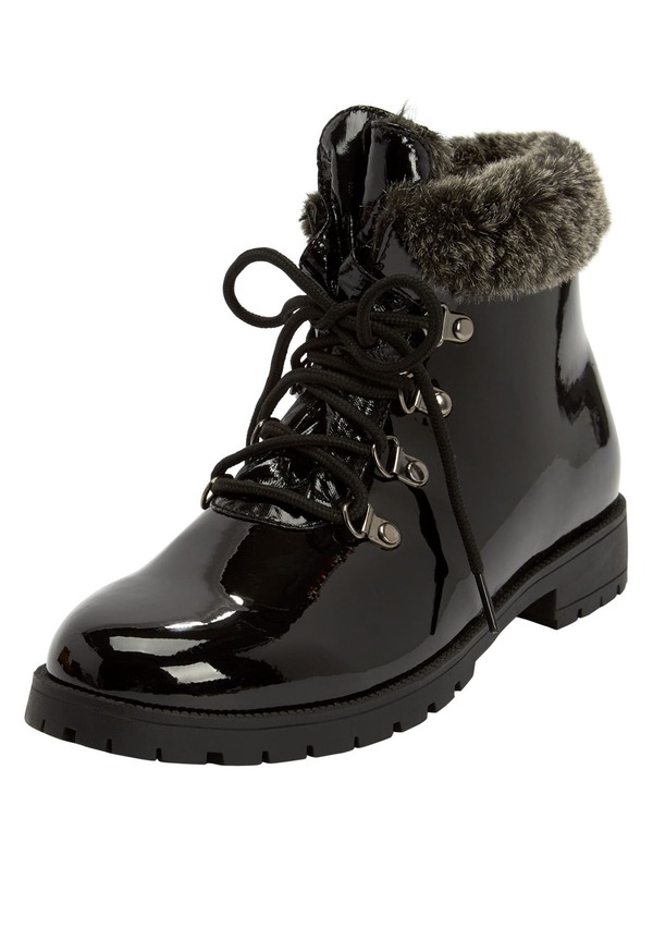 コンフォートビュー レディース シューズ ブーツ・レインブーツ Comfortview The Vylon Hiker Bootie Black Patent ブラック｜ReVida 店