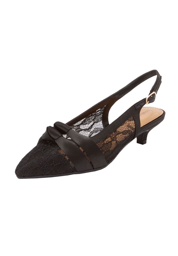 コンフォートビュー レディース シューズ ヒール Comfortview The Poppy Slingback Black Lace ブラック｜ReVida 店