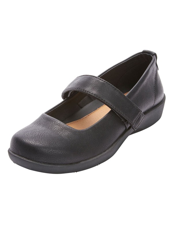 コンフォートビュー レディース シューズ パンプス Comfortview The Carla Mary Jane Flat Black ブラック｜ReVida 店