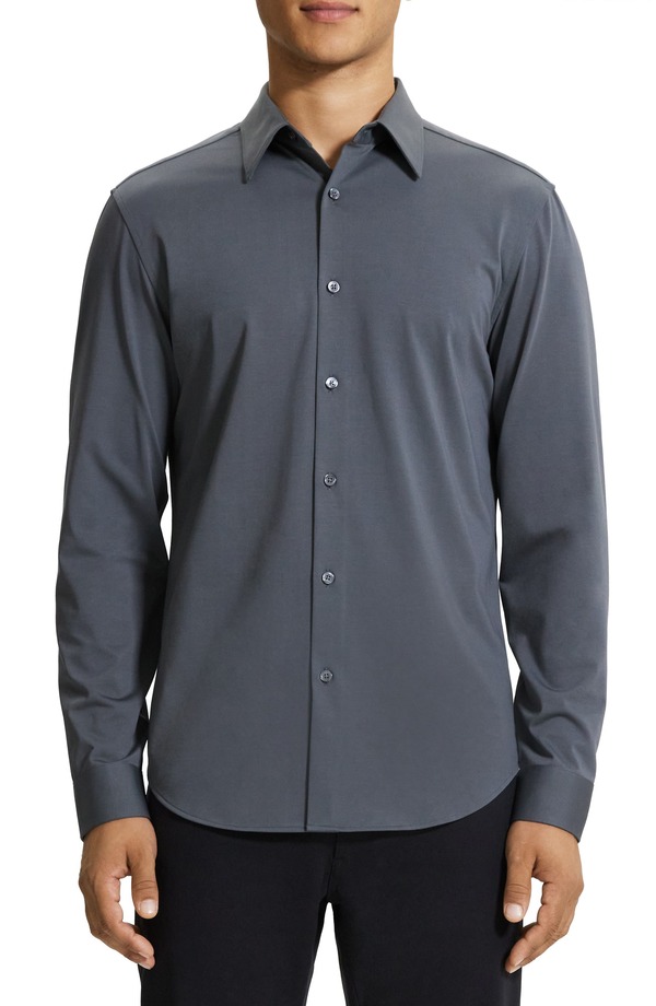 行動論理 メンズ トップス プルオーバー 編み物 Theory SylvainD Structure Knit Button-Up Shirt Pestle - Apw トップス-カジュアルシャツ-メンズファッション