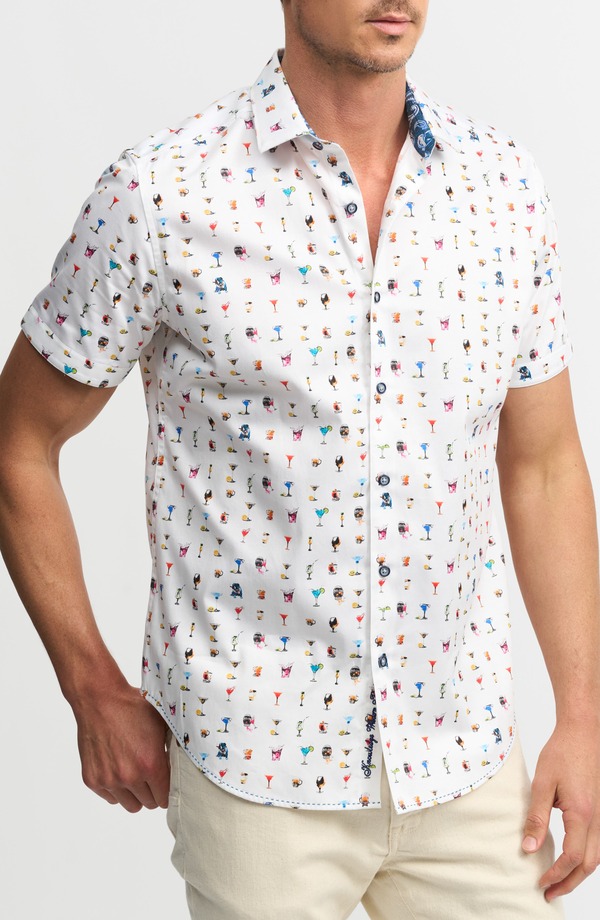 ロバートグラハム メンズ トップス シャツ コットン Robert Graham Booze Cruise Classic Fit Short Sleeve Cotton Button-Up Shirt White ホワイト