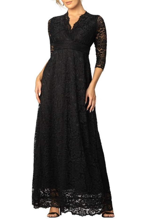キヨナ レディース トップス ワンピース レース Kiyonna Maria Laceveningown Onyx