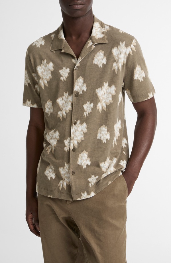ヴィンス メンズ トップス シャツ フラワー柄 コットン フラワー Vince Floral Slub Cotton Camp Shirt Kalamata Combo