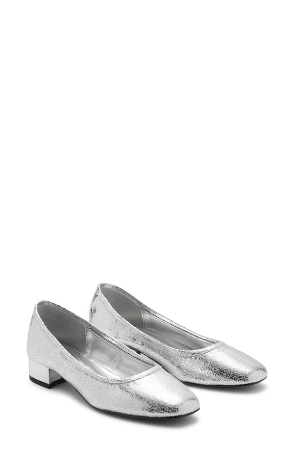 マンゴ レディース シューズ ヒール トール MANGO Metallic Pump Silver シルバー|ReVida 店