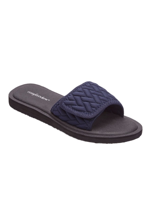 コンフォートビュー レディース シューズ サンダル Comfortview The Palmer Slip On Sandal Navy ネイビー|ReVida 店