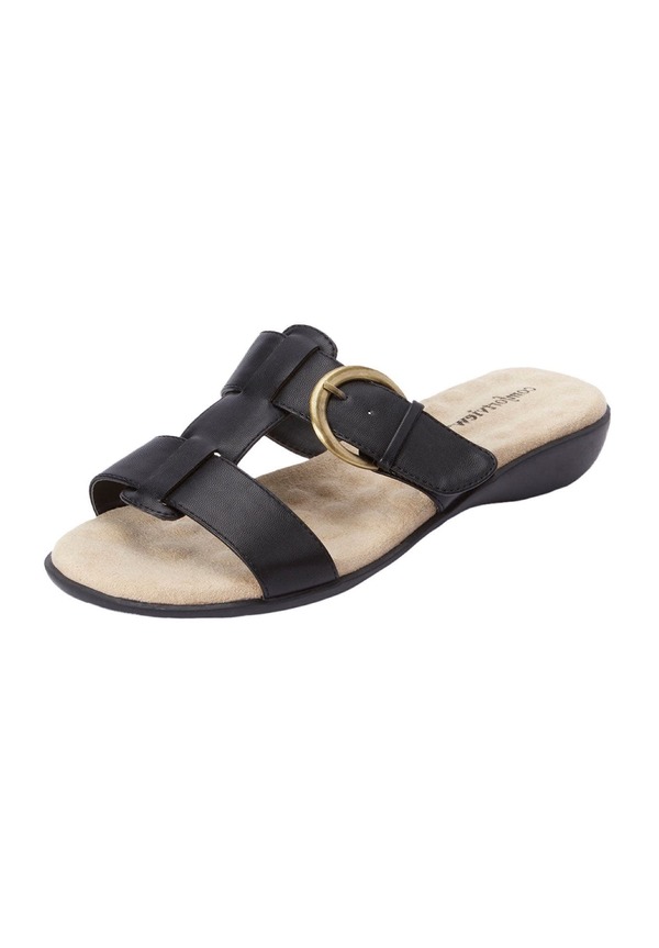 コンフォートビュー レディース シューズ サンダル Comfortview The Dawn Slip On Sandal Black ブラック｜ReVida 店