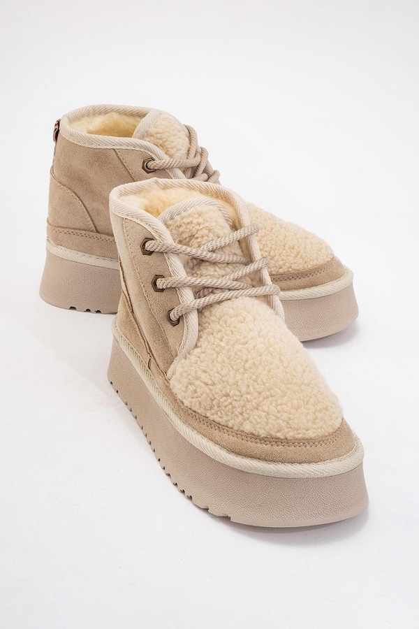 プロローグシューズ レディース ブーツ・レインブーツ レース Prologue Shoes Tyson Lace Up Boot Beige Suede Faux Leather ベージュ|ReVida 店