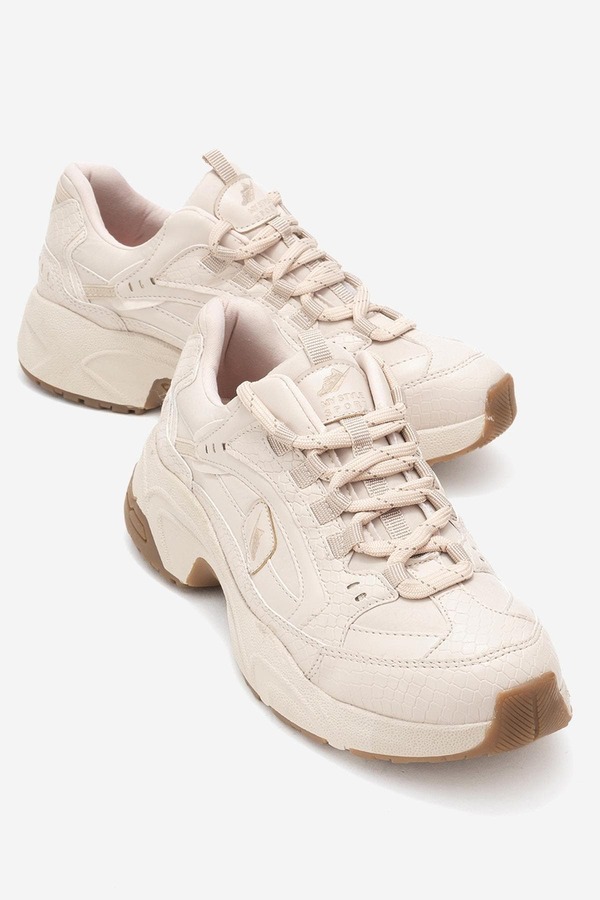プロローグシューズ レディースニーカー プリント メッシュ Prologue Shoes Bambi Printed Mesh Sneakersand Faux Leather サンド｜ReVida 店