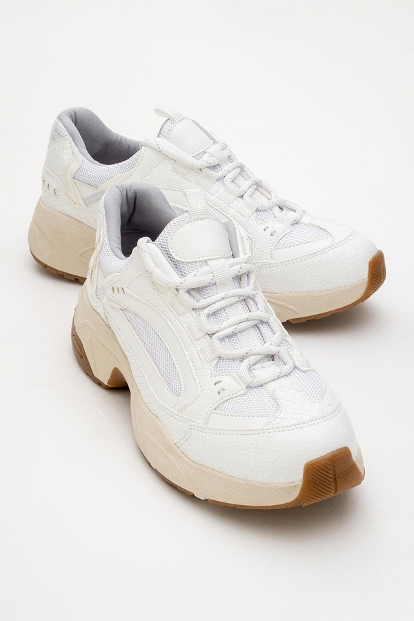 プロローグシューズ レディースニーカー プリント メッシュ Prologue Shoes Bambi Printed Mesh Sneakers White Faux Leather ホワイト｜ReVida 店